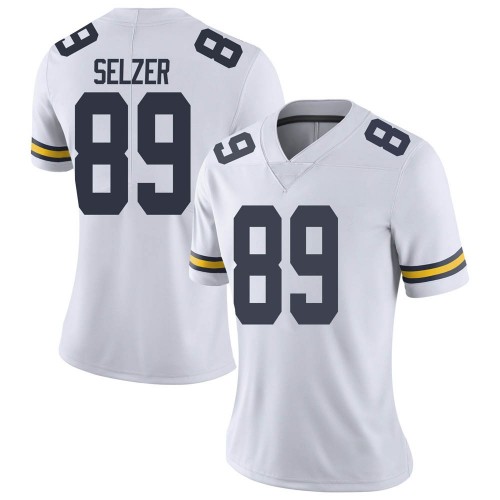 Carter Selzer Michigan Wolverines Women's NCAA #89 White Limited Brand Jordan College Stitched Football Jersey AEZ2154ZH